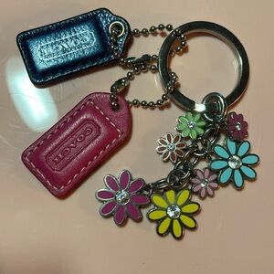 Coach Swarovski Crystal Floral Bag Key Ring AND 2 hang tags